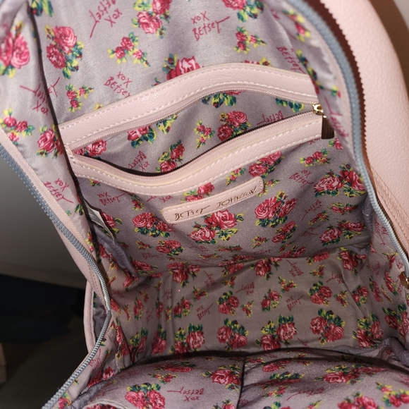 Betsey Johnson Blush Pink Quilted Backpack with Chevron And Heart Design - Picture 5 of 10